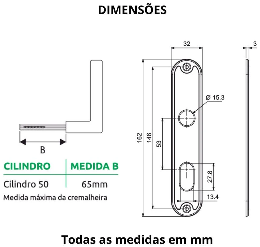 FECHADURA 3F STILLUS EXTERNA CR 718E11250CR - 3