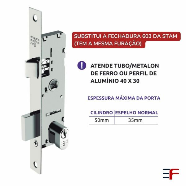 Fechadura 3F para Perfil Estreito (522/11250) - 3