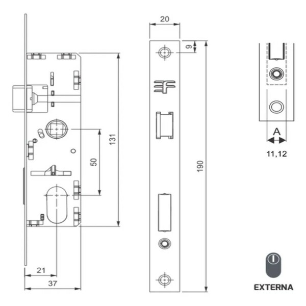 Fechadura 3F para Perfil Estreito (522/11250) - 4